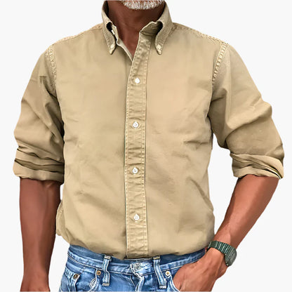 Men's Classic Button-Up Long Sleeve Shirt for Versatile Everyday Style