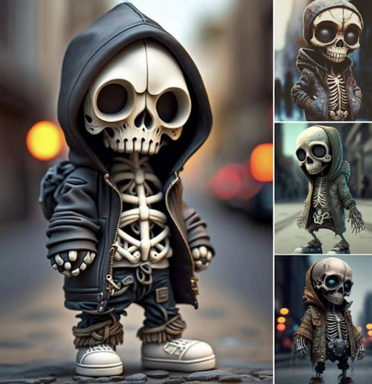 Halloween Skeleton Doll Resin Figurine – Spooky Decorative Statue for Parties & Home