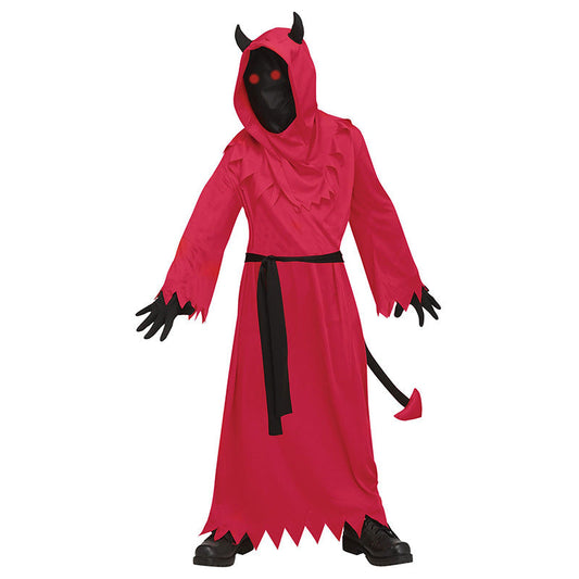 Kids' Halloween Devil Costume Robe with Hood and Light-Up Eyes
