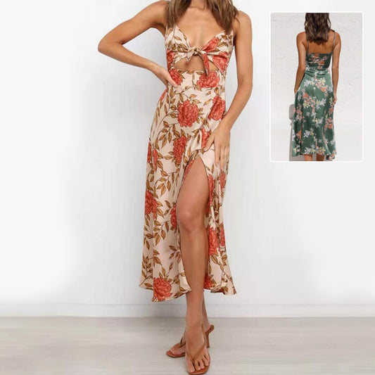 Women's Floral Midi Summer Dress – Chic Boho Beach & Party Look