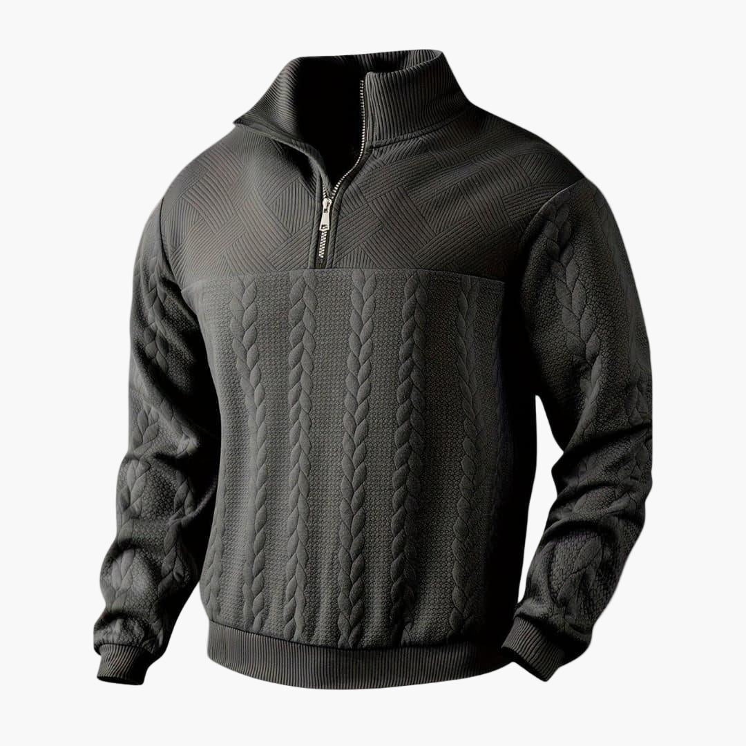 Men's Classic Half-Zip Cable Knit Pullover Sweater, Stylish and Warm for Everyday Wear