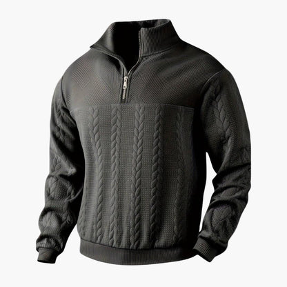 Men's Classic Half-Zip Cable Knit Pullover Sweater, Stylish and Warm for Everyday Wear