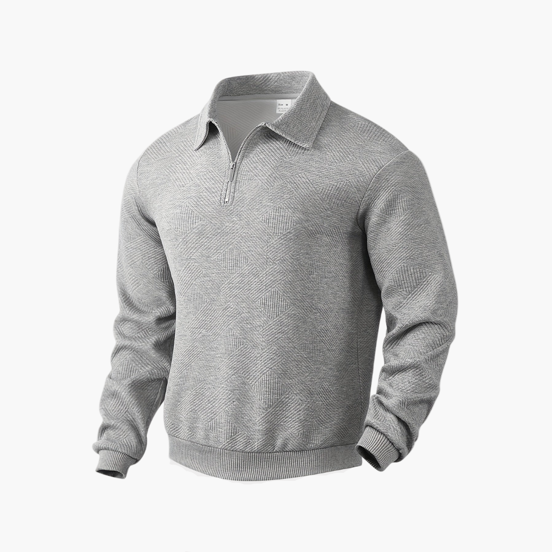 Men's Geometric Quarter-Zip Knit Sweater – Vintage-Inspired Casual Pullover