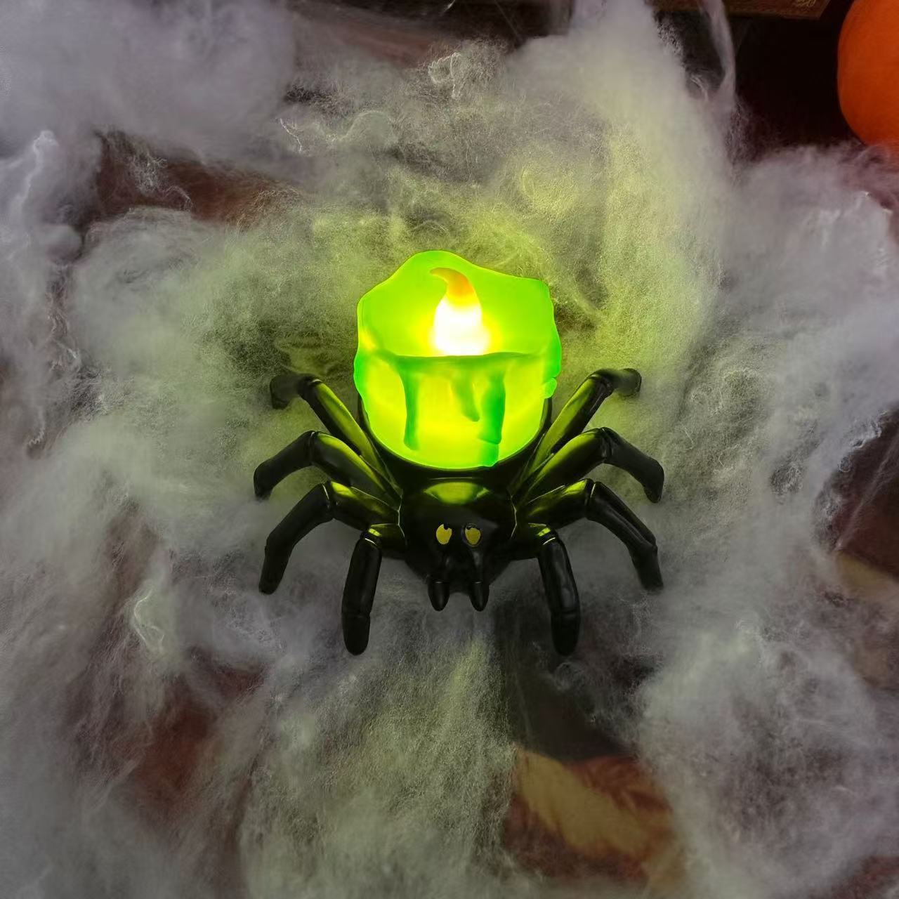 Halloween Spider Candle Lamp Decoration – Spooky Party Prop for Trick-or-Treat & Haunted Houses