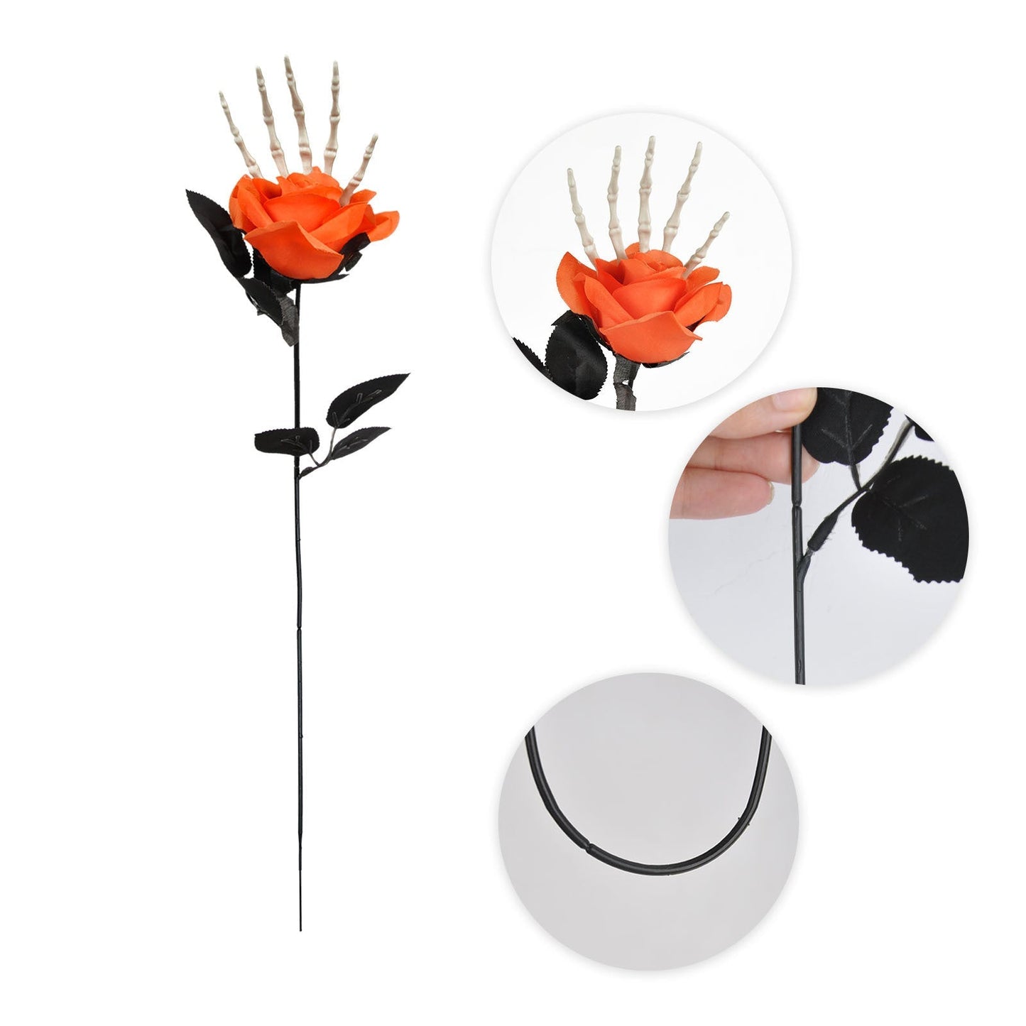Halloween Skeleton Hand Rose Bouquet Decoration for Spooky Parties and Haunted House