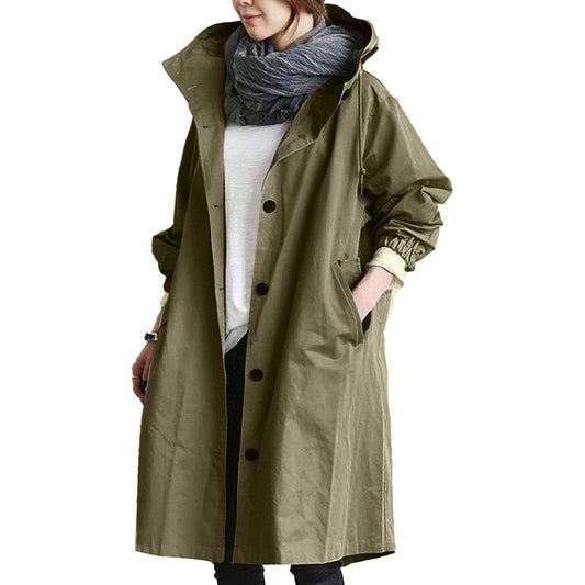 Women's Long Waterproof Trench Coat – Stylish All-Season Rain Jacket