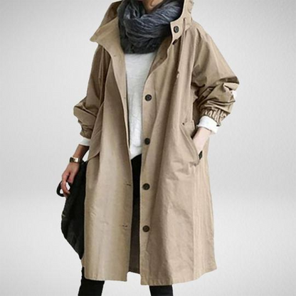 Women's Long Waterproof Trench Coat – Stylish All-Season Rain Jacket