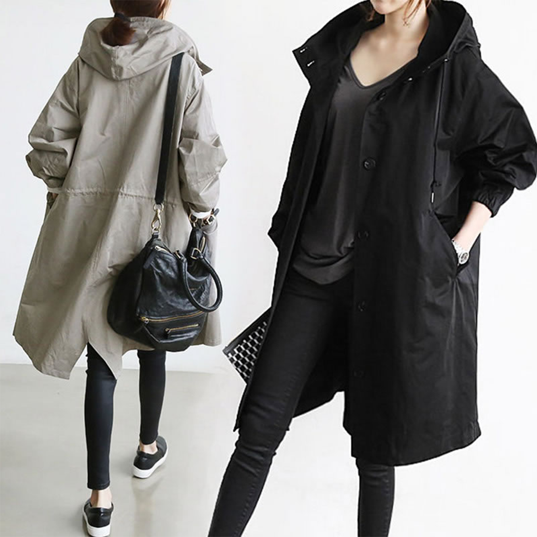 Women's Long Waterproof Trench Coat – Stylish All-Season Rain Jacket