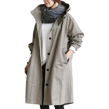 Women's Long Waterproof Trench Coat – Stylish All-Season Rain Jacket
