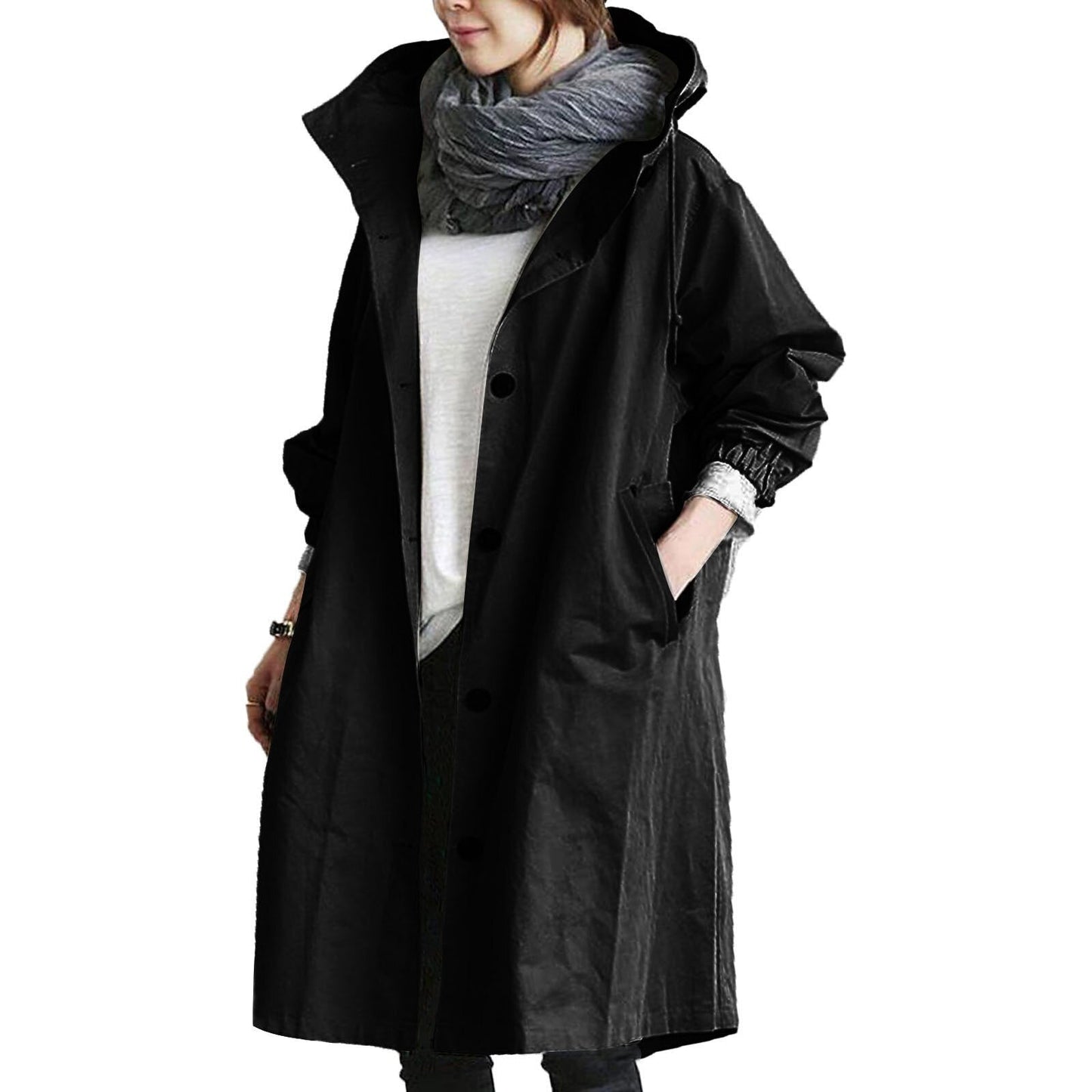 Women's Long Waterproof Trench Coat – Stylish All-Season Rain Jacket