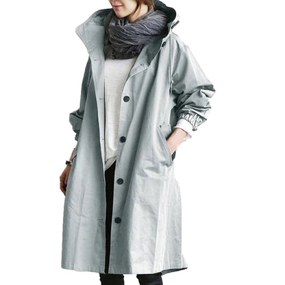 Women's Long Waterproof Trench Coat – Stylish All-Season Rain Jacket