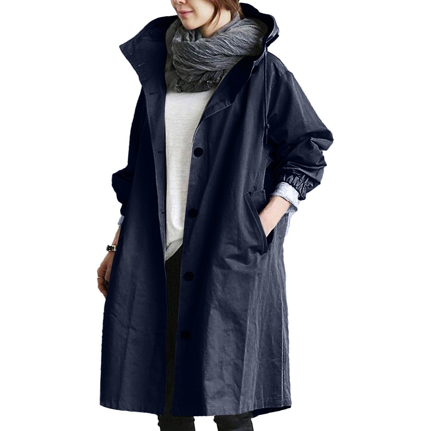 Women's Long Waterproof Trench Coat – Stylish All-Season Rain Jacket