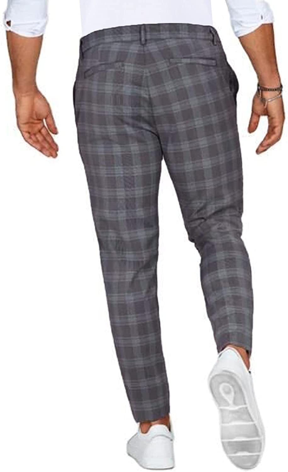 Men's Slim Fit Plaid Chino Pants – Trendy Casual and Smart Style