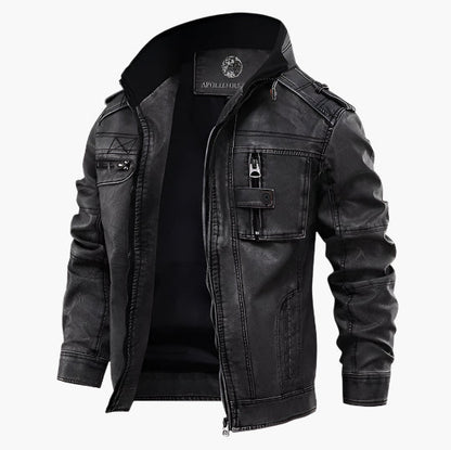Men's Vintage Style Vegan Leather Biker Jacket – Casual and Versatile Outerwear