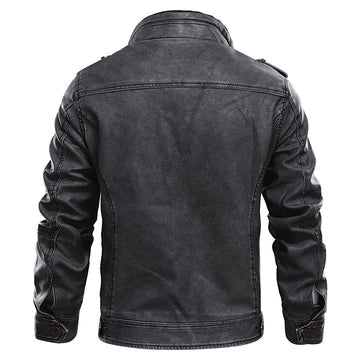 Men's Vintage Style Vegan Leather Biker Jacket – Casual and Versatile Outerwear