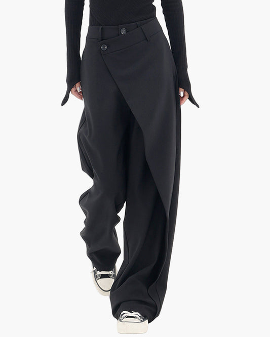 Women's Modern Wide-Leg Asymmetric Wrap Trousers for Versatile Styling