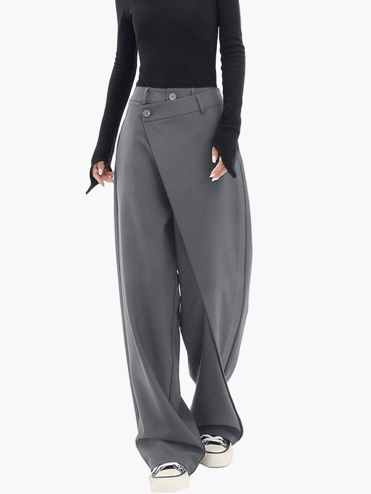 Women's Modern Wide-Leg Asymmetric Wrap Trousers for Versatile Styling