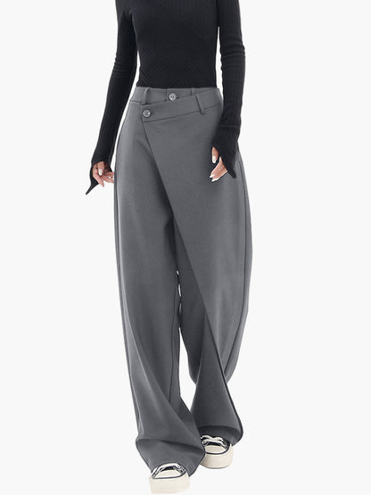 Women's Modern Wide-Leg Asymmetric Wrap Trousers for Versatile Styling