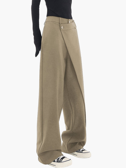 Women's Modern Wide-Leg Asymmetric Wrap Trousers for Versatile Styling