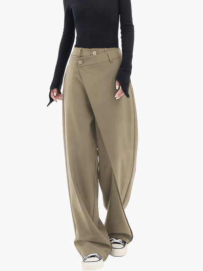 Women's Modern Wide-Leg Asymmetric Wrap Trousers for Versatile Styling