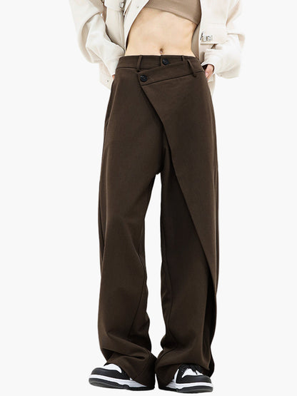 Women's Modern Wide-Leg Asymmetric Wrap Trousers for Versatile Styling