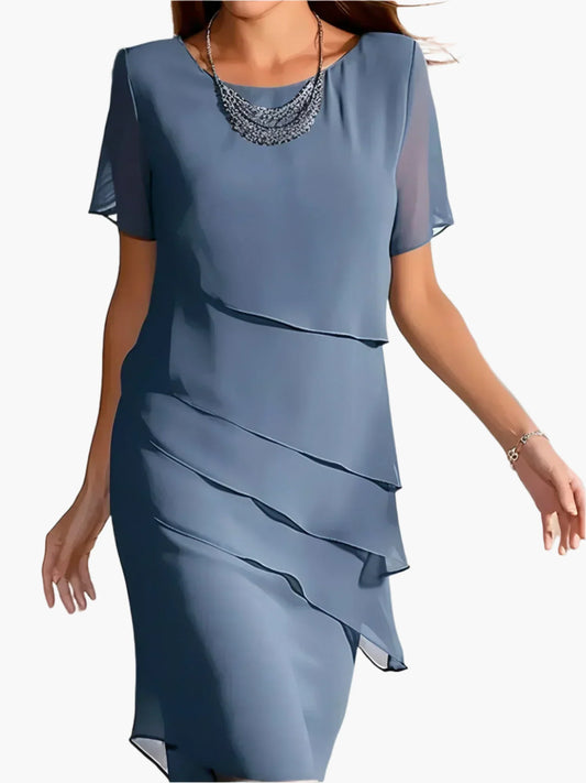 Women's Elegant Layered Sheath Dress for Sophisticated Occasions