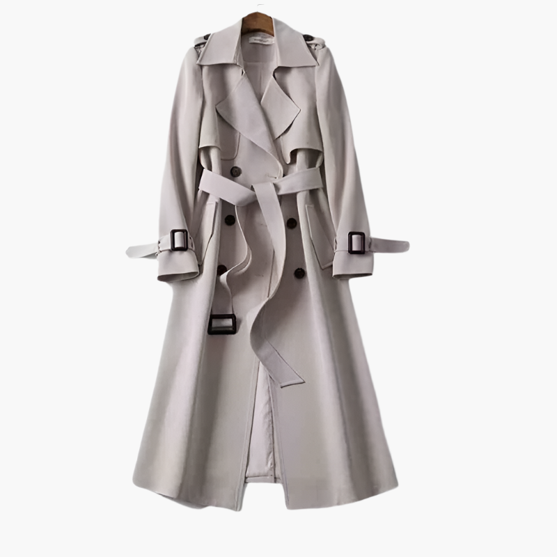 Women's Elegant Double-Breasted Long Trench Coat – Classic Style for Versatile Occasions