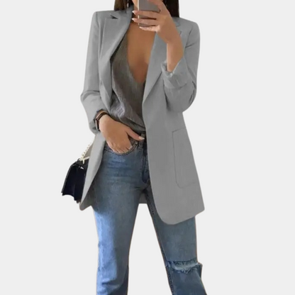 Women's Elegant Long Blazer – Stylish Formal & Casual Jacket