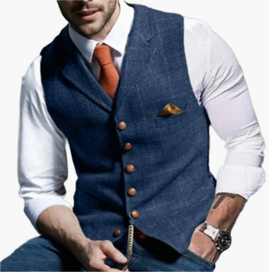 Men's Vintage Style Formal Vest – Classic Tailored Waistcoat for Business, Weddings & Casual Elegance