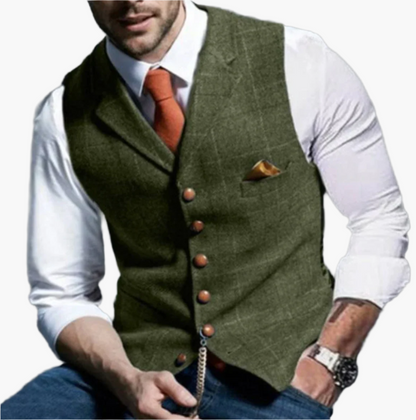 Men's Vintage Style Formal Vest – Classic Tailored Waistcoat for Business, Weddings & Casual Elegance