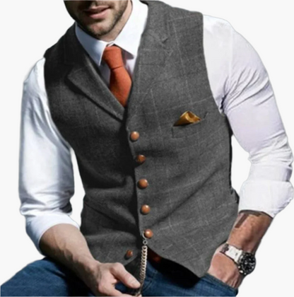 Men's Vintage Style Formal Vest – Classic Tailored Waistcoat for Business, Weddings & Casual Elegance