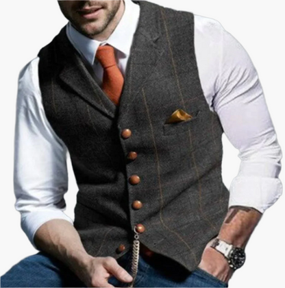 Men's Vintage Style Formal Vest – Classic Tailored Waistcoat for Business, Weddings & Casual Elegance