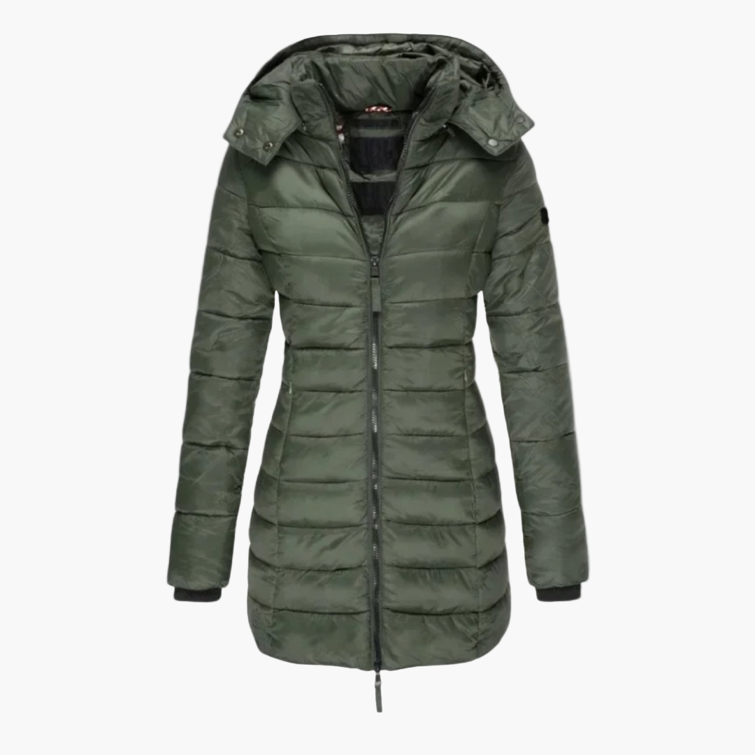 Women's Quilted Winter Parka – Elegant Long Puffer Coat for Cold Weather