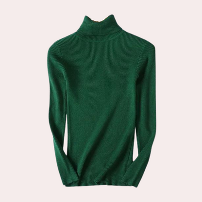 Women's Ribbed Turtleneck Knit Sweater – Elegant Casual Pullover for Versatile Outfits