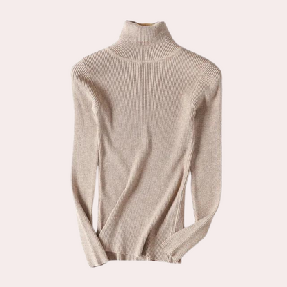 Women's Ribbed Turtleneck Knit Sweater – Elegant Casual Pullover for Versatile Outfits