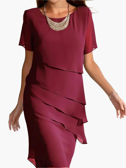 Women's Elegant Layered Sheath Dress for Sophisticated Occasions