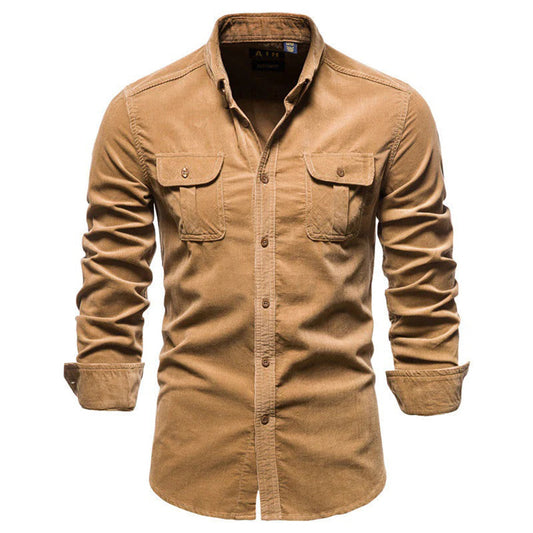 Men's Corduroy Casual Smart Shirt – Versatile Long Sleeve Button-Up for Everyday Style