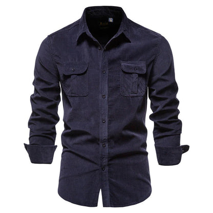 Men's Corduroy Casual Smart Shirt – Versatile Long Sleeve Button-Up for Everyday Style