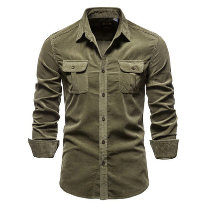 Men's Corduroy Casual Smart Shirt – Versatile Long Sleeve Button-Up for Everyday Style