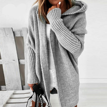 Women's Cozy Hooded Oversized Knit Cardigan – Stylish Fall Layering Essential