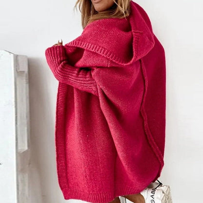 Women's Cozy Hooded Oversized Knit Cardigan – Stylish Fall Layering Essential