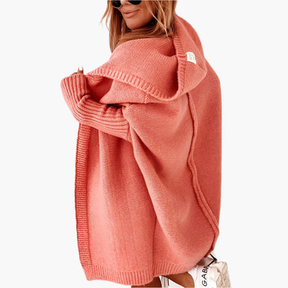 Women's Cozy Hooded Oversized Knit Cardigan – Stylish Fall Layering Essential