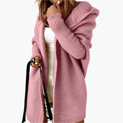 Women's Cozy Hooded Oversized Knit Cardigan – Stylish Fall Layering Essential