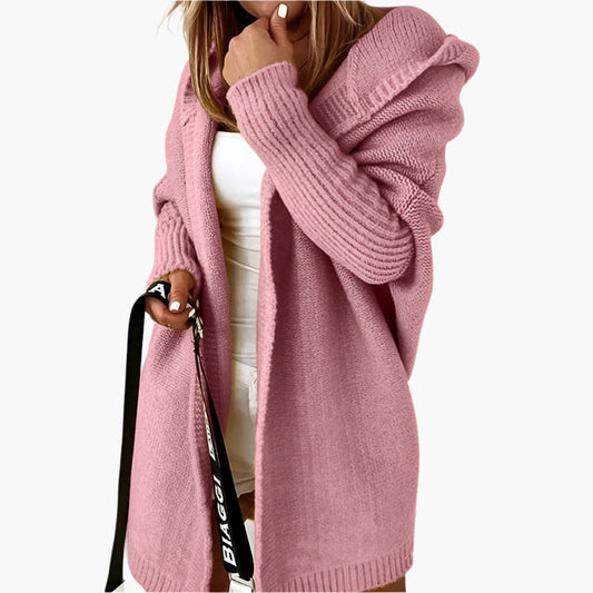 Women's Cozy Hooded Oversized Knit Cardigan – Stylish Fall Layering Essential