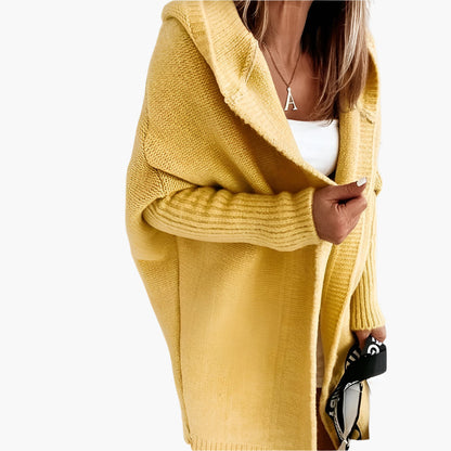 Women's Cozy Hooded Oversized Knit Cardigan – Stylish Fall Layering Essential