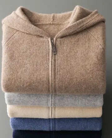 Men's Casual Zip-Up Hooded Cardigan Sweater for Everyday Comfort and Style