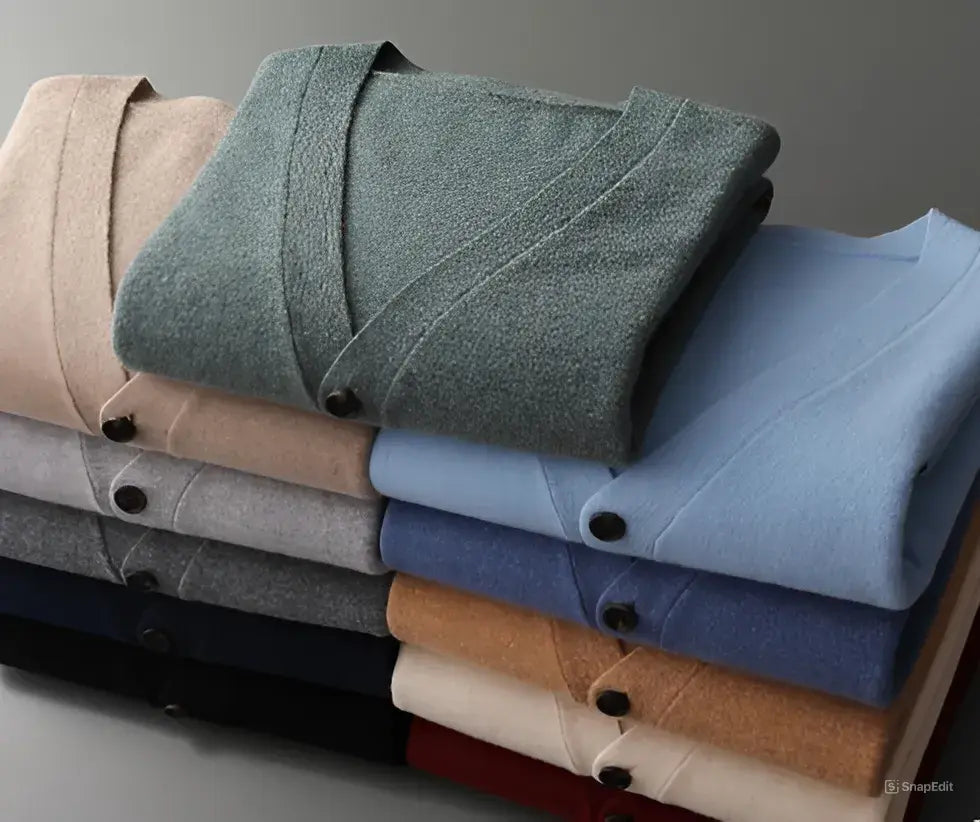 Men's Classic V-Neck Cardigan Sweater – Versatile Everyday & Office Style