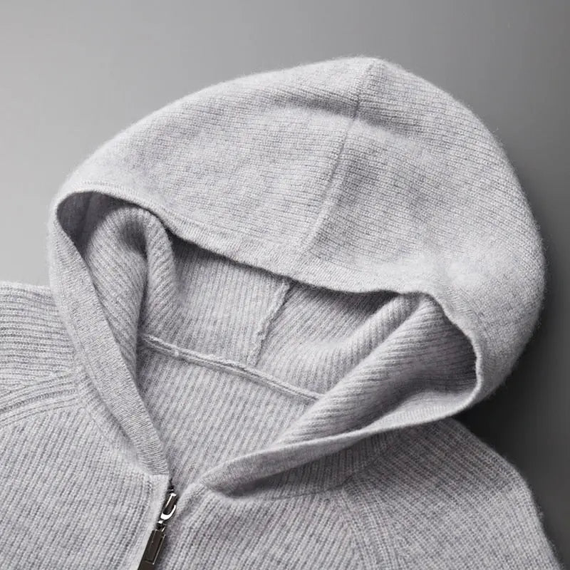Men's Casual Zip-Up Hooded Cardigan Sweater for Everyday Comfort and Style