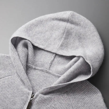 Men's Casual Zip-Up Hooded Cardigan Sweater for Everyday Comfort and Style
