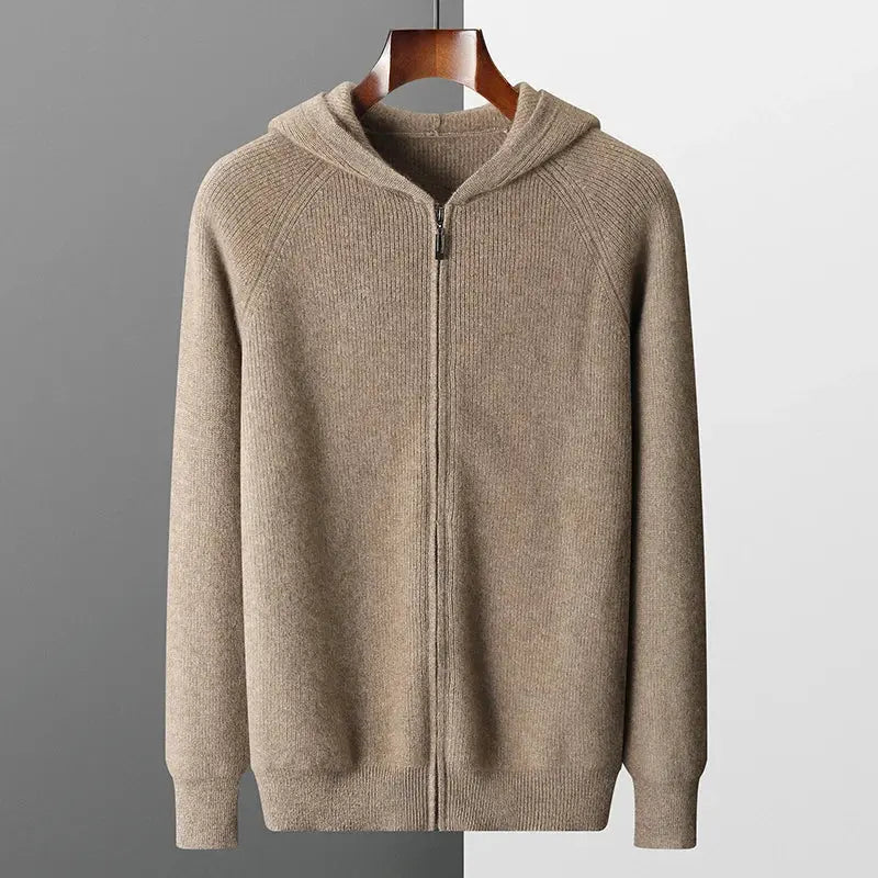 Men's Casual Zip-Up Hooded Cardigan Sweater for Everyday Comfort and Style